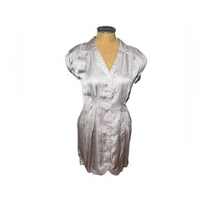 Lush Elegant Silver Button-Up Dress Size S